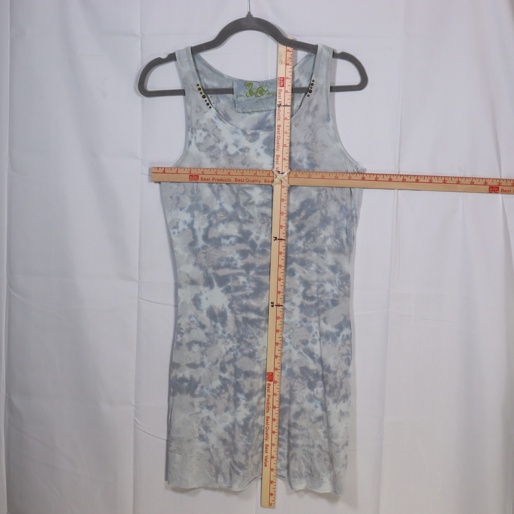 Green Dragon Tie Dye Tank Top M Blue Womens Studded Racerback Casual - Picture 3 of 4